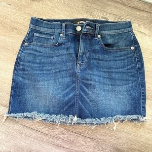 Express Denim Mini Skirt Frayed Hem Dark Wash‎ Casual Women's